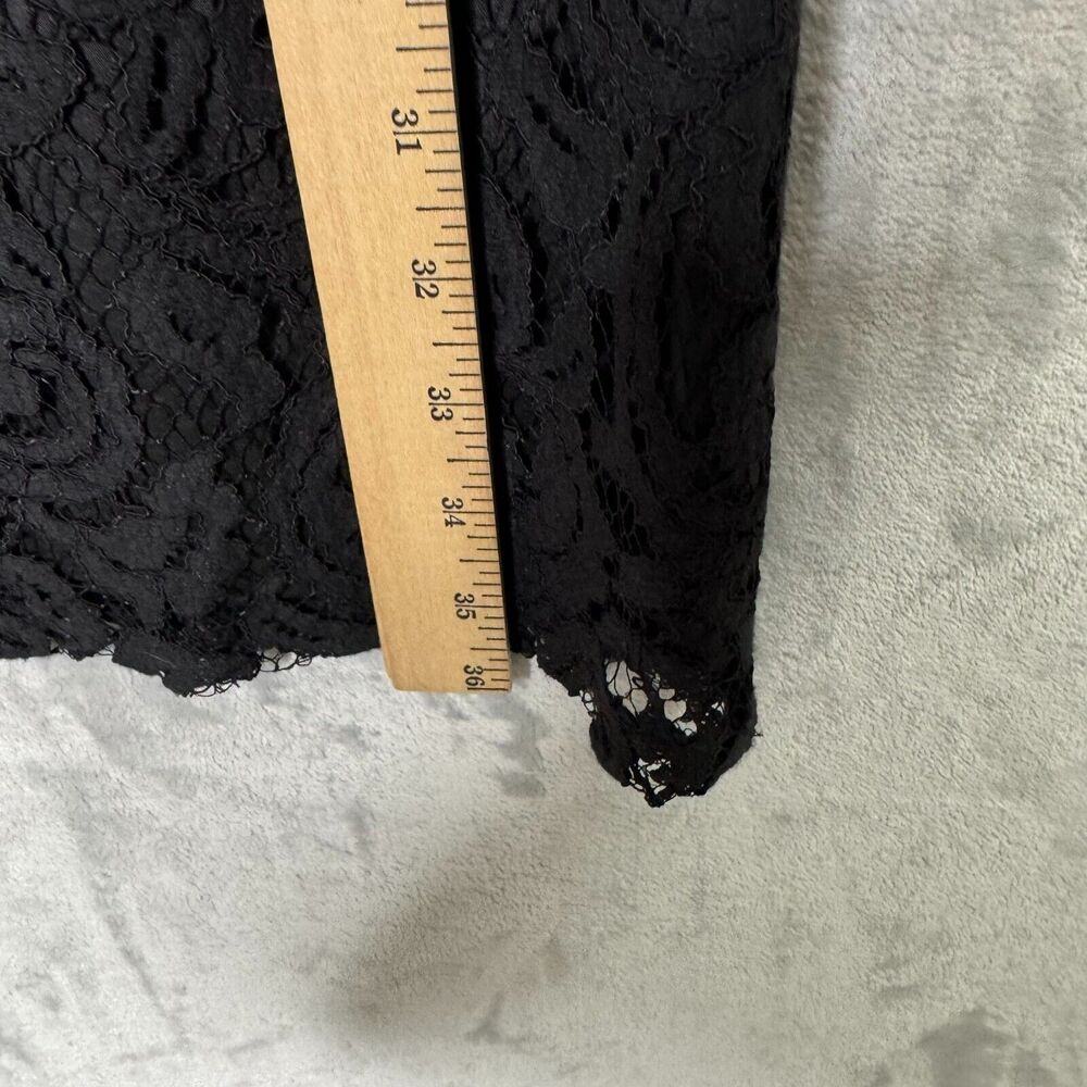 Adrianna Papell Dress Womens 6 Black Lace Shift 3/4 Semi Sheer Sleeve Cocktail - Picture 11 of 11
